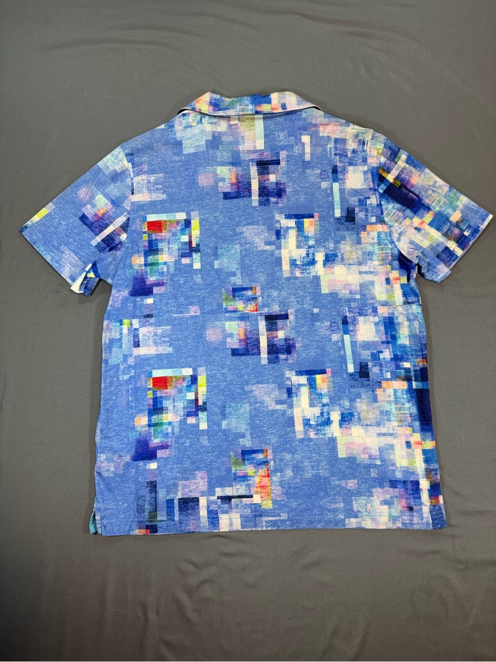 Bugatchi Multicolor Pixel-Print Polo in Blue - Picture 4 of 6